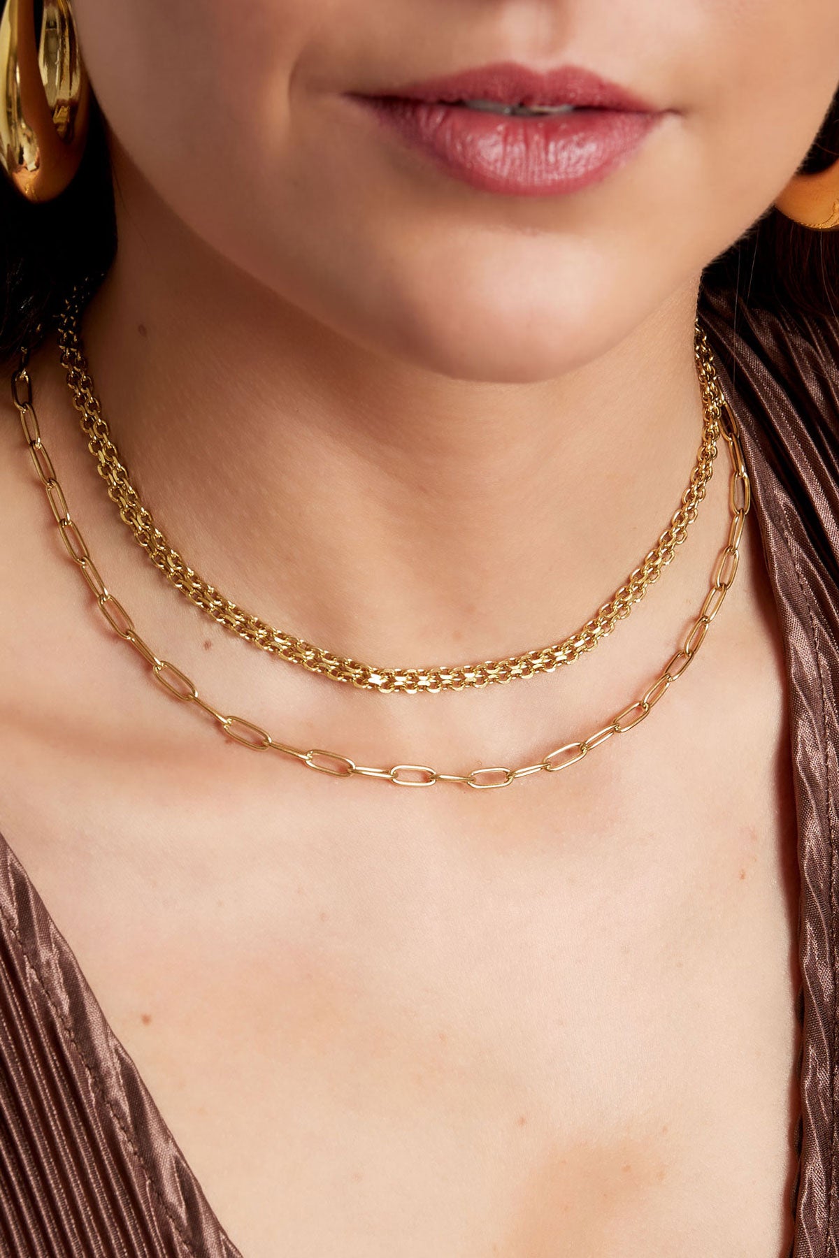 Schakelketting basic Goud kleur Stainless Steel
