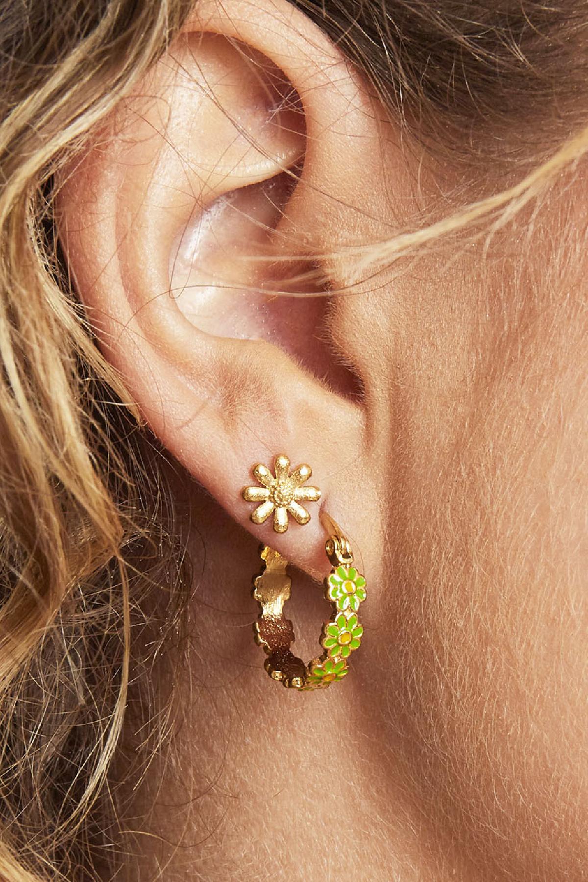 Oorbellen Shiny Diasy Stainless Steel