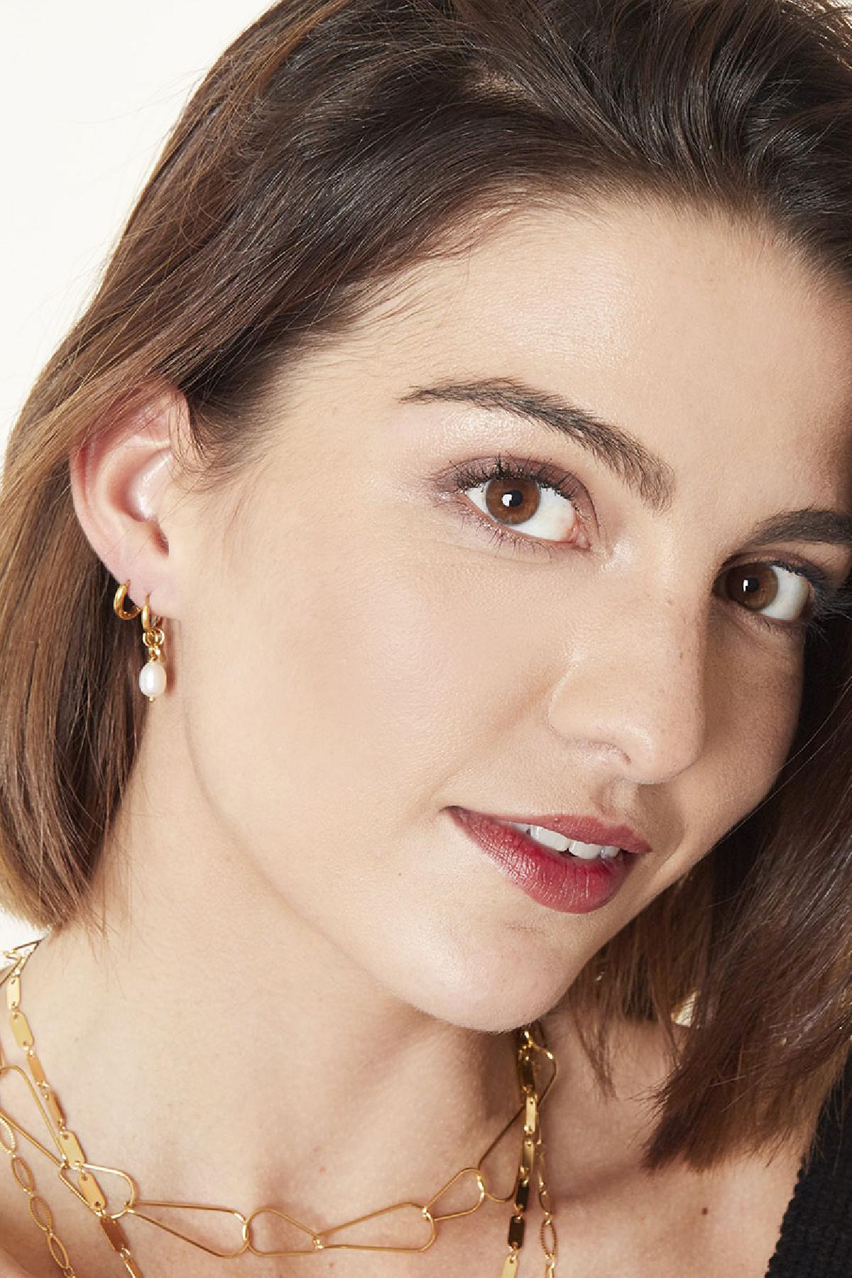 Oorbellen Pearl Drops Zilver Stainless Steel