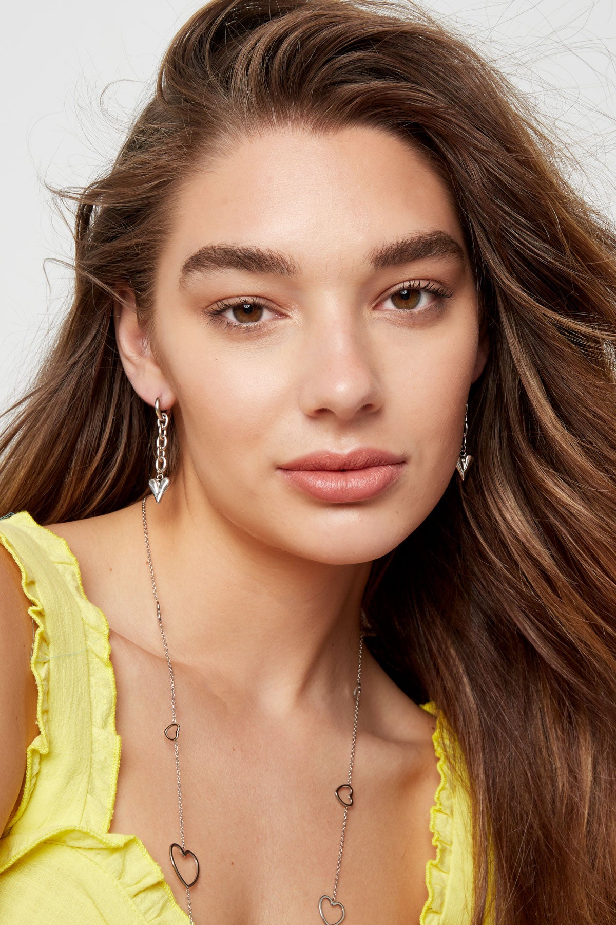 Oorbellen schakel & hart - Goud kleur Stainless Steel