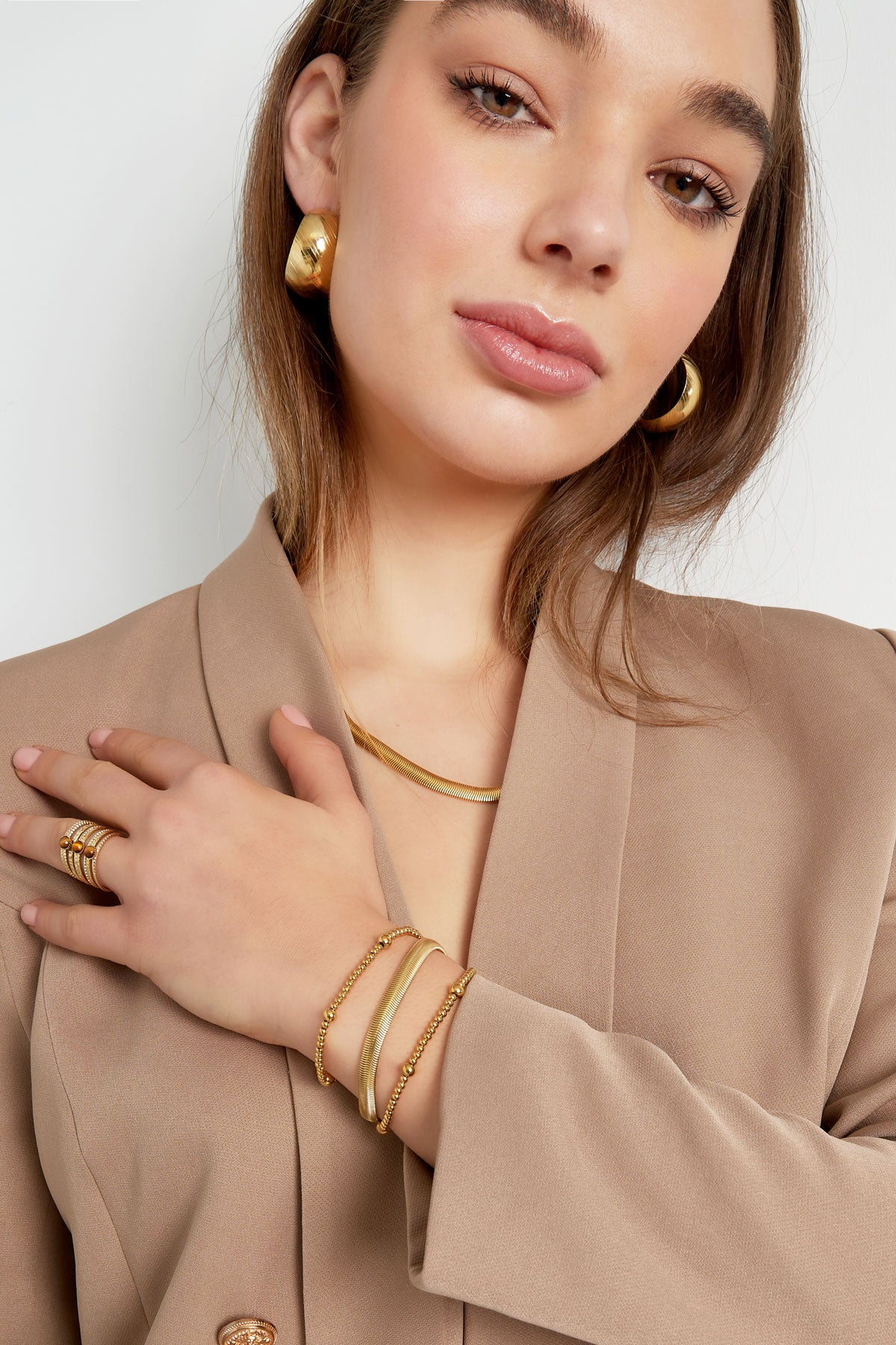 Armband plat grof - Goud kleur-6.0MM