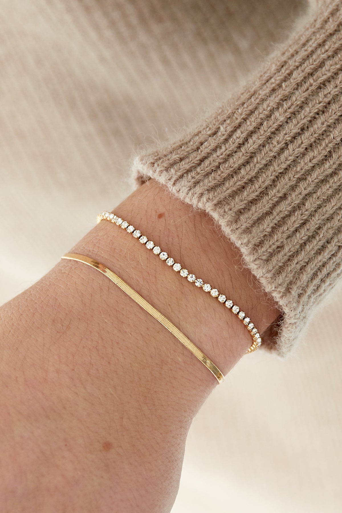dubbele armband met diamantjes