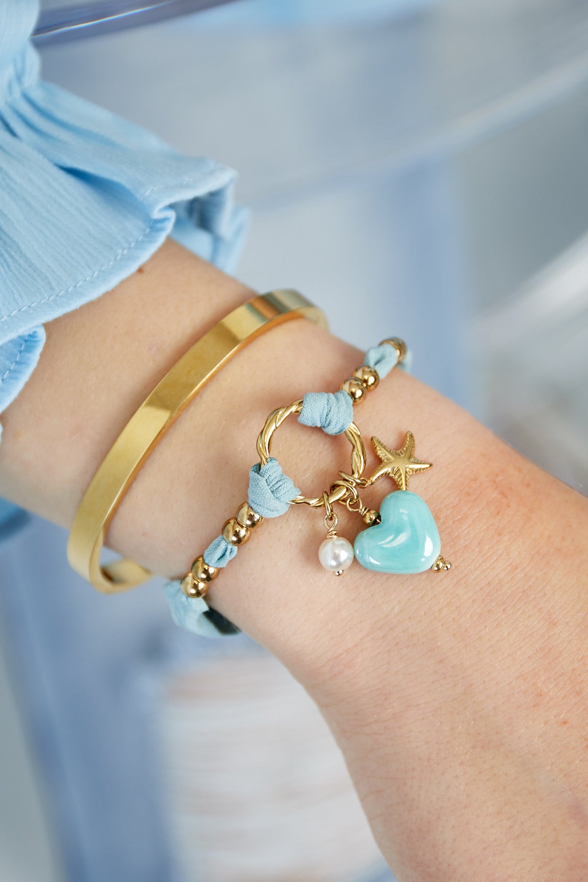 Flower Armband - Licht Blauw