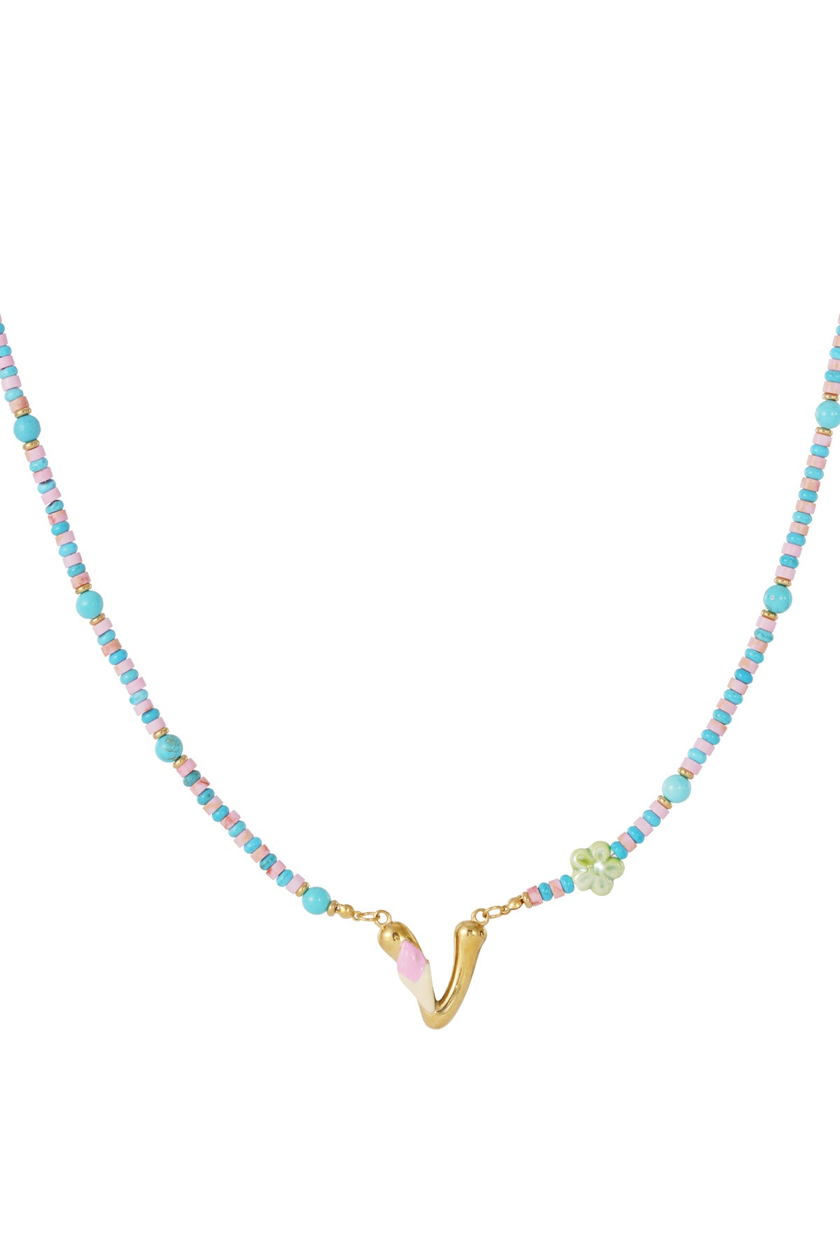 Vrolijke kralen initialen ketting met bedels