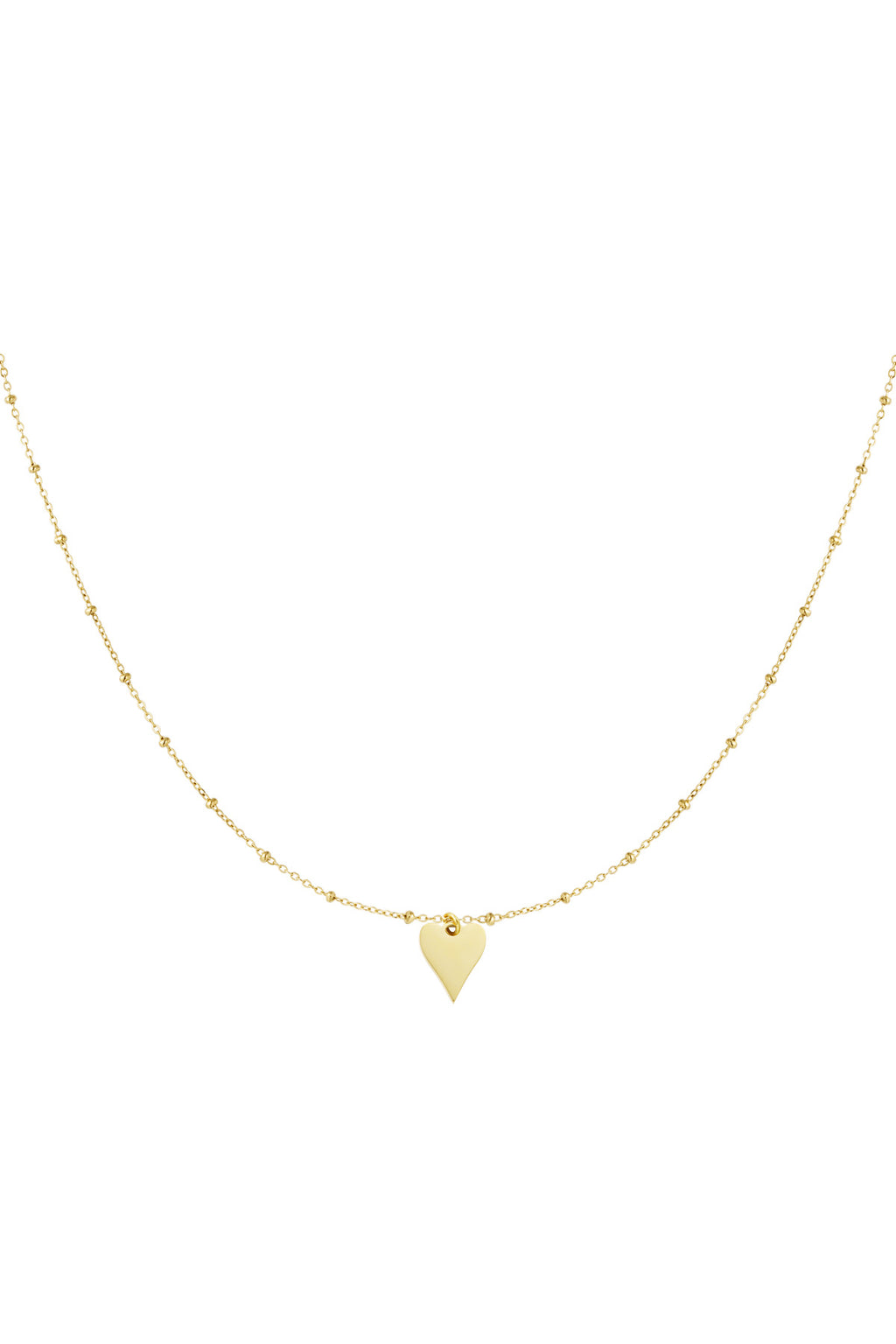 ketting met bolletjes en hartbedel