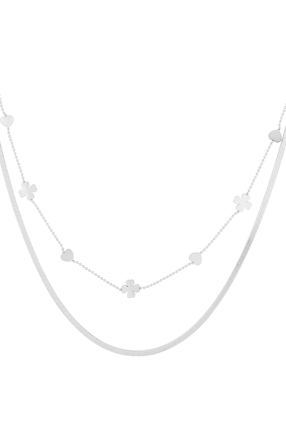 Dubbele ketting clover heart