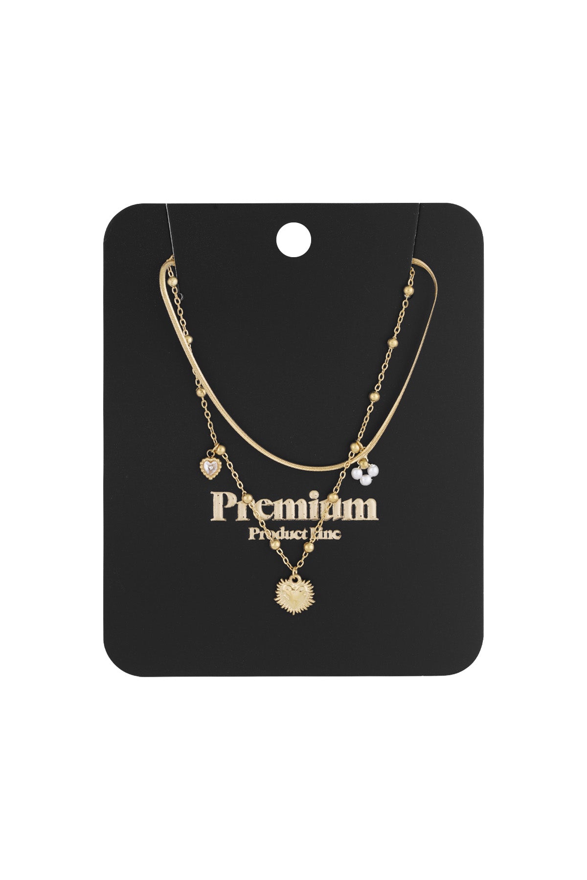 dubbele ketting met hart bedel
