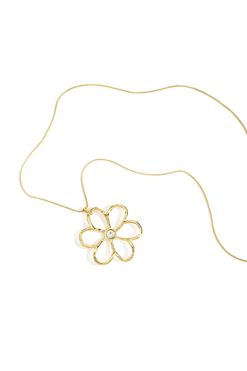 Roestvrijstalen lange kettingen met bloemen, casual, dagelijks, eenvoudig, serie, damessieraden