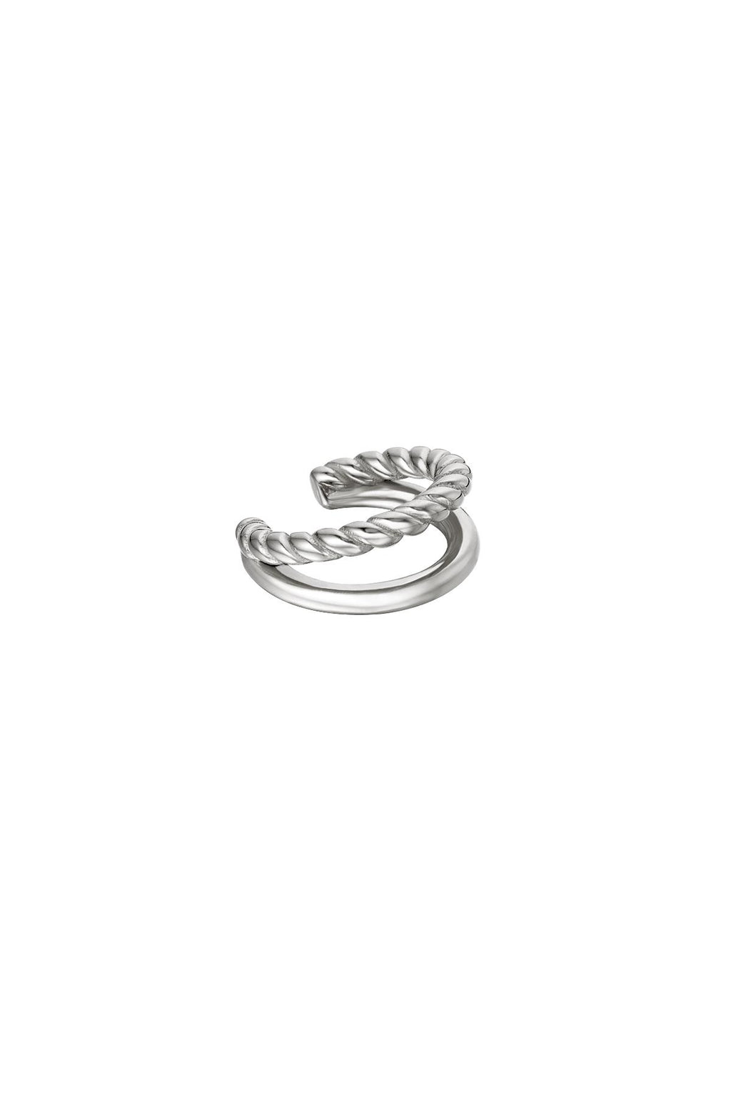 Dubbel earcuff touw & glad Goud kleur Stainless Steel