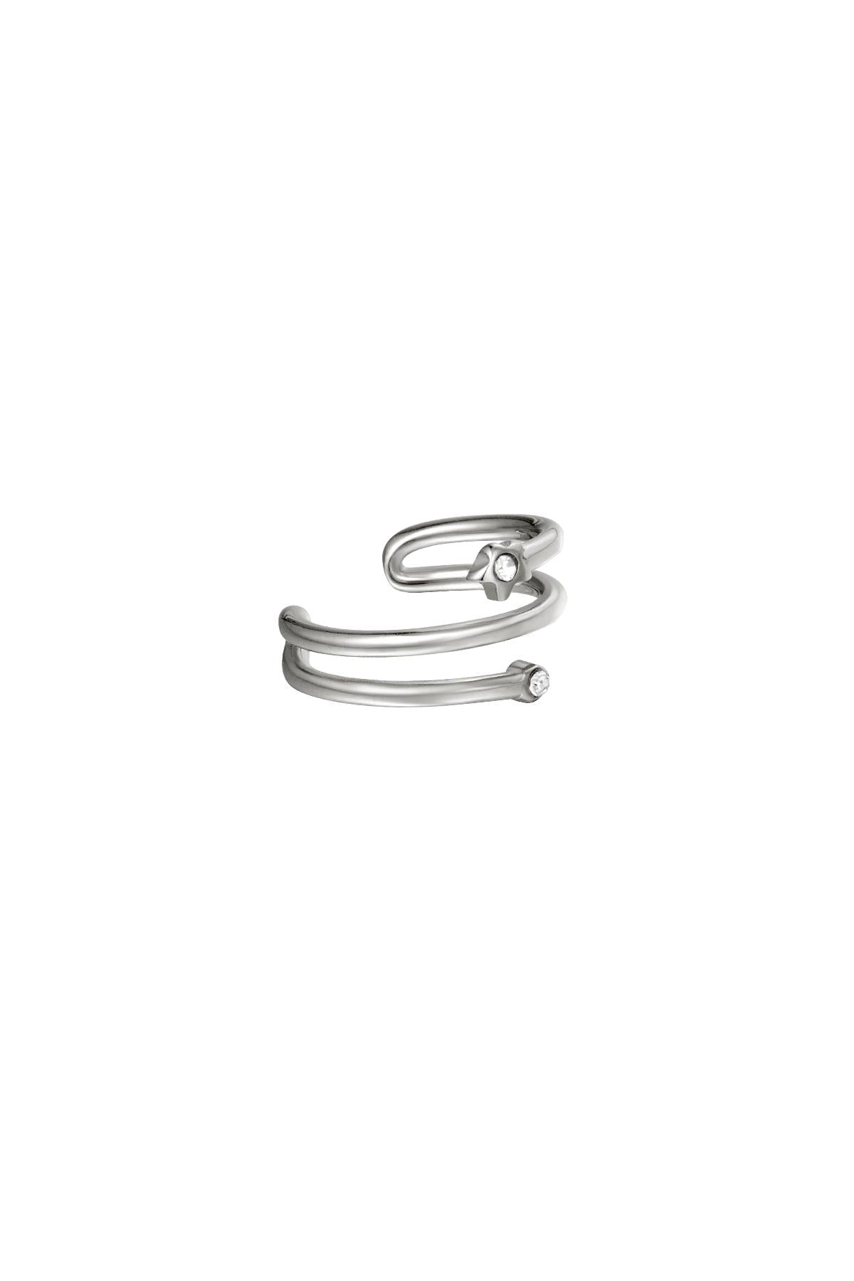 Earcuff spiraal met kleine steentjes Zilver Stainless Steel