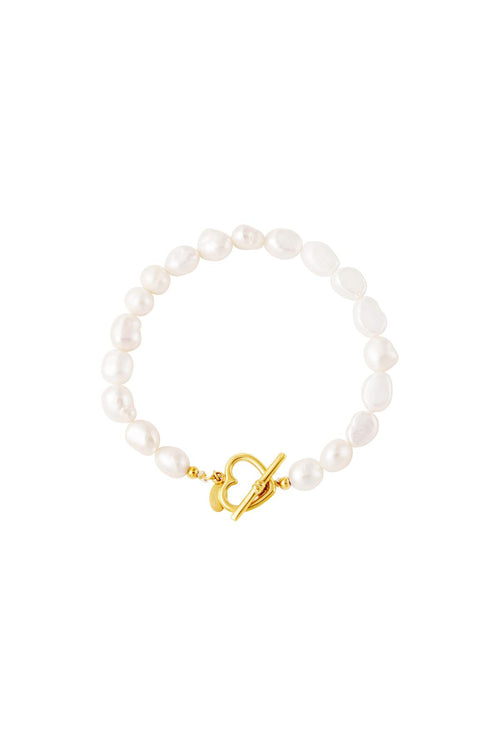 Armband parel hart sluiting Goud kleur Stainless Steel