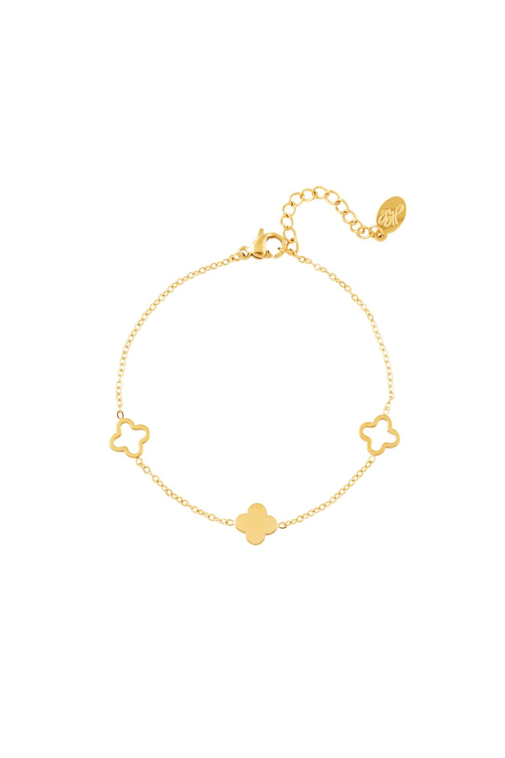 Armband klavertjes Goud kleur Stainless Steel