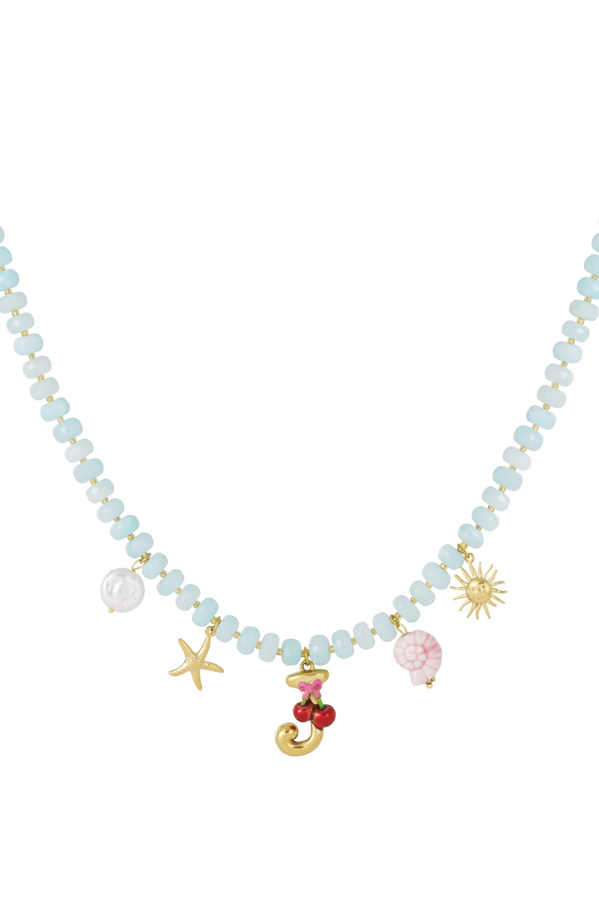 Vrolijke kralen initialen ketting met bedels