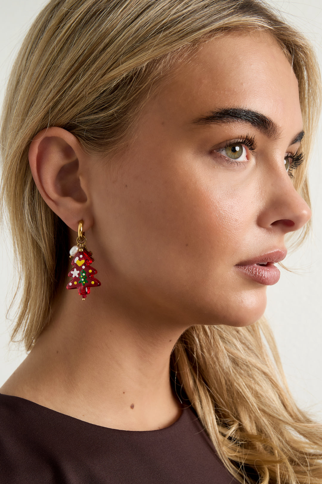 Oorbellen van roestvrij staal met een plant, casual, kerst, eenvoudige serie, damessieraden