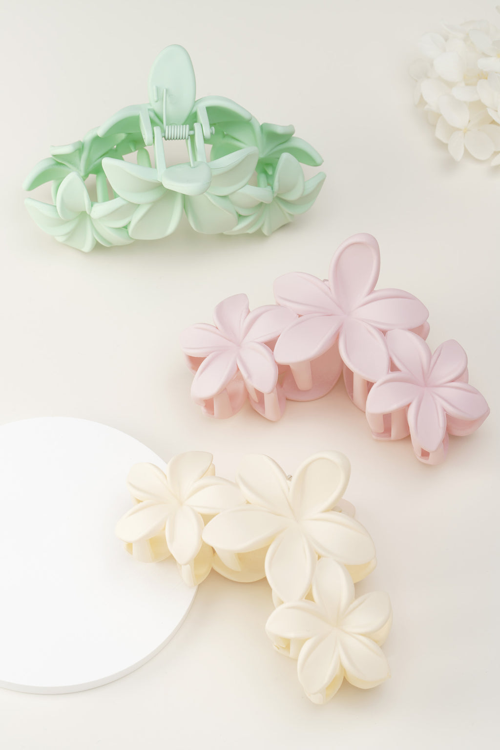 haarclip met grote bloemen - suikerspin roze