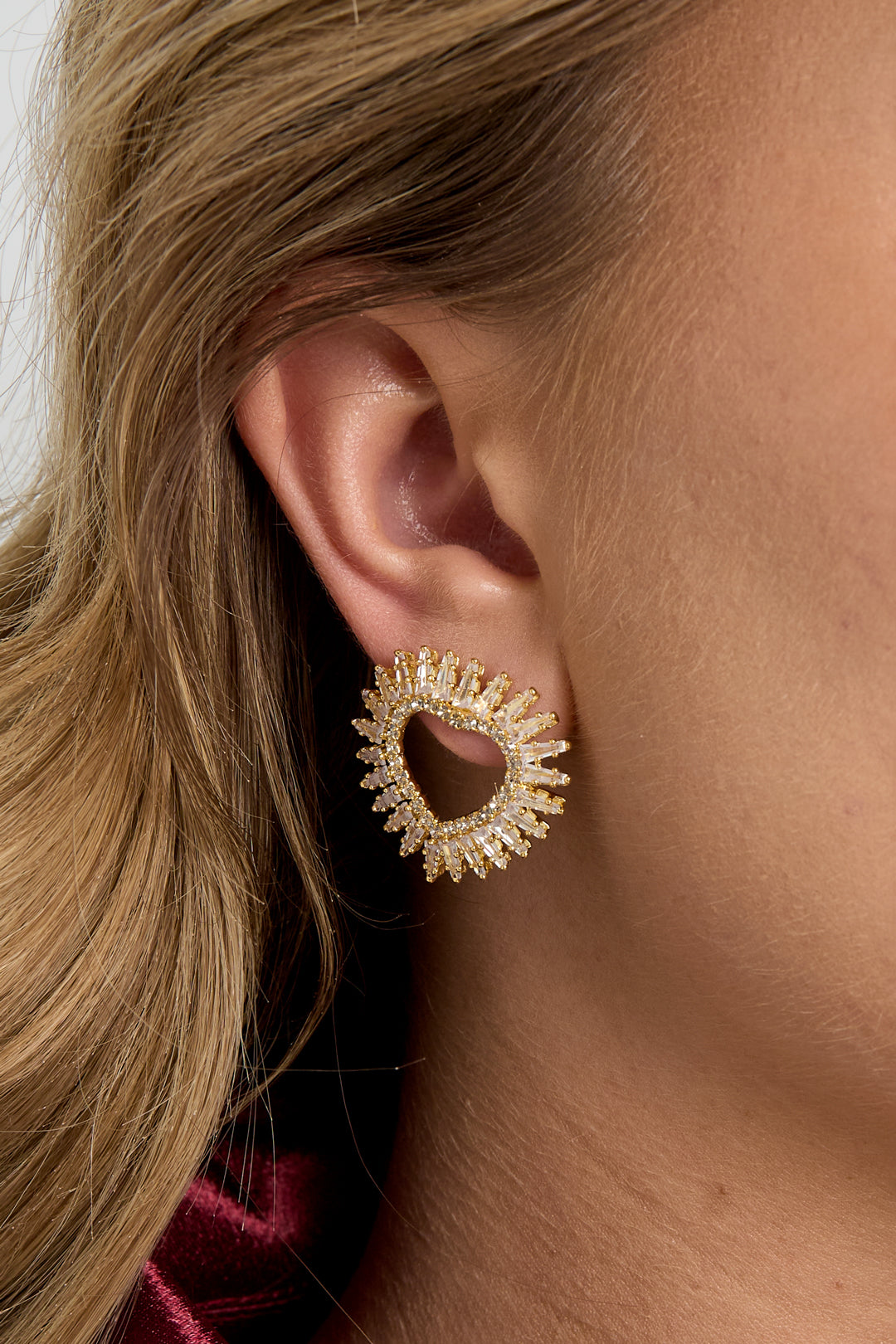 Koperen oorbellen met hartvormige, elegante kerst, luxe serie, damessieraden