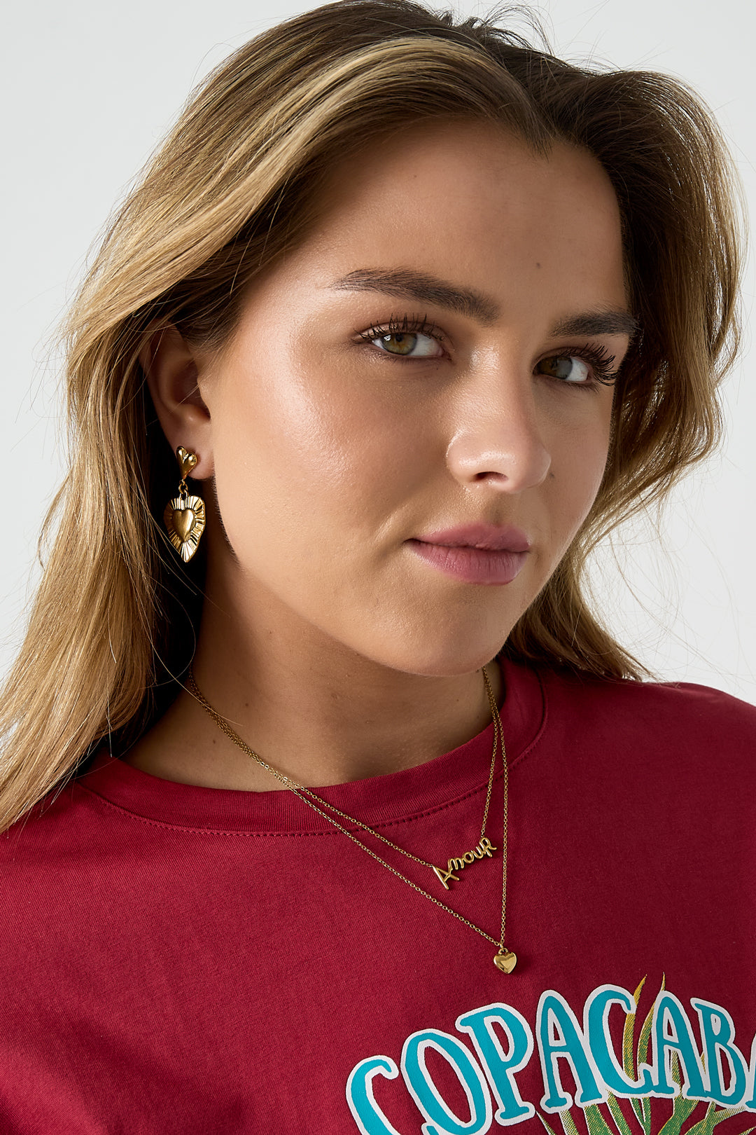 Gelaagde ketting amour met hart