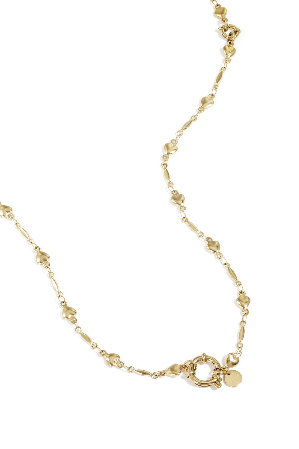 Afneembare 2-in-1 ketting met hartvormige schakels, gemaakt van roestvrij staal en voorzien van een bijpassende armband.