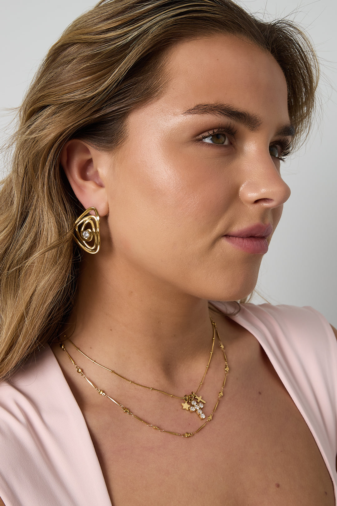 Ketting met kruis en ster charms