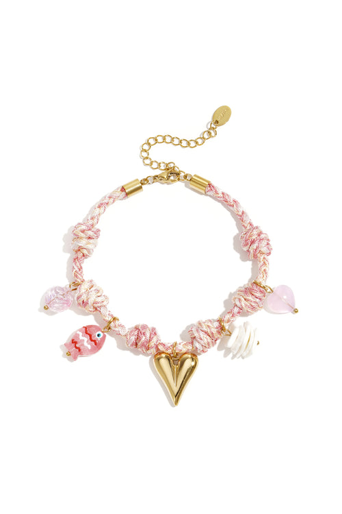 Armbanden met touwbedeltjes, hartjes, zoete, romantische serie voor dagelijks gebruik, damessieraden