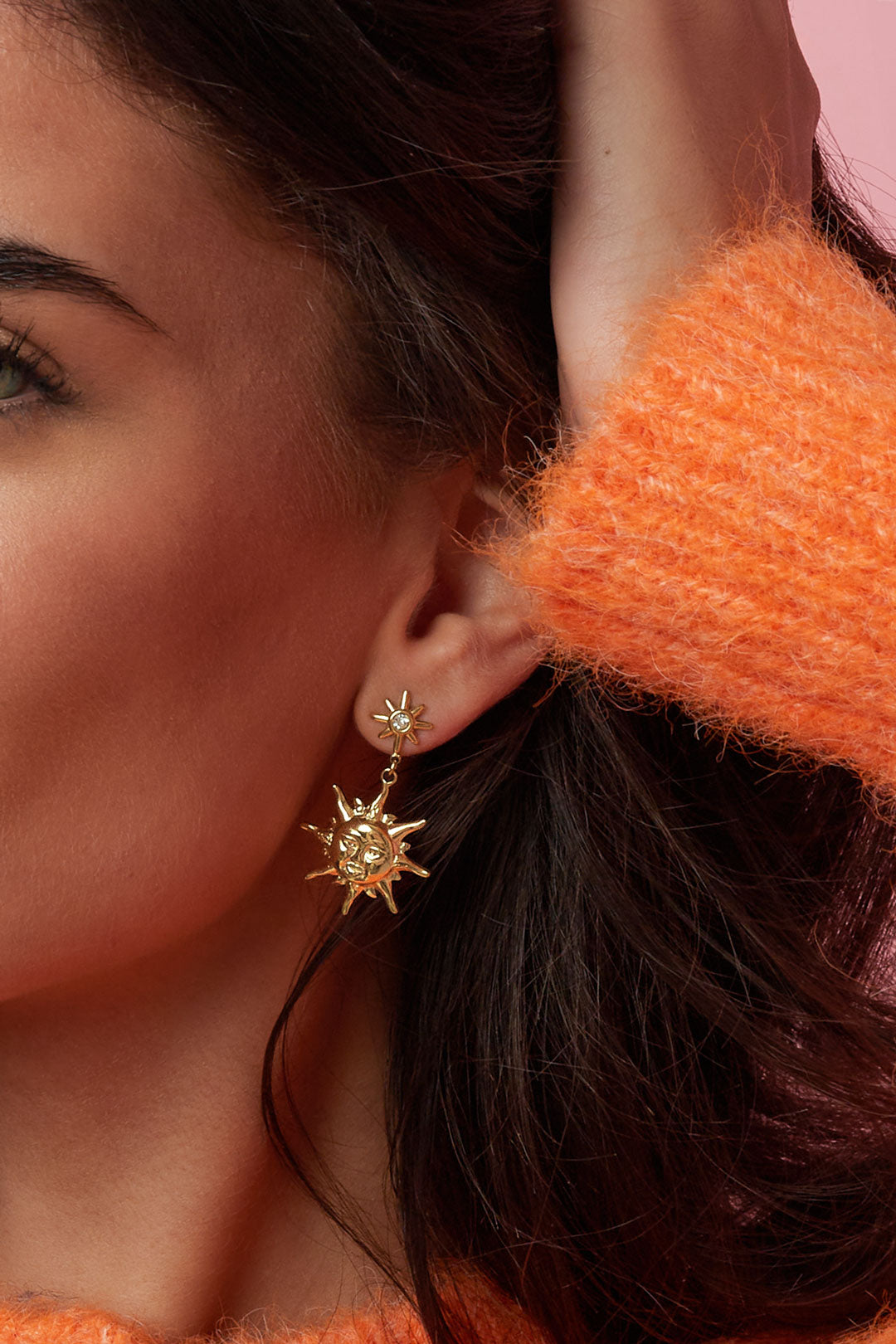 Roestvrijstalen oorbellen met zonnetje, casual, alledaags en eenvoudig, damessieraden.