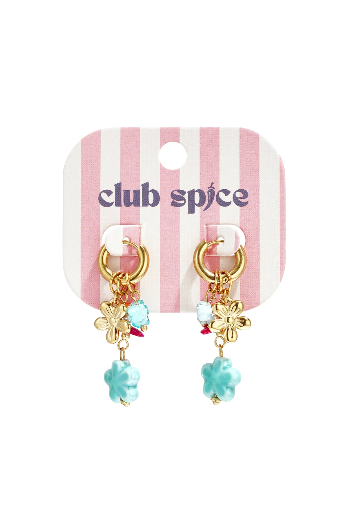 Oorringen met bloem charms en kralen