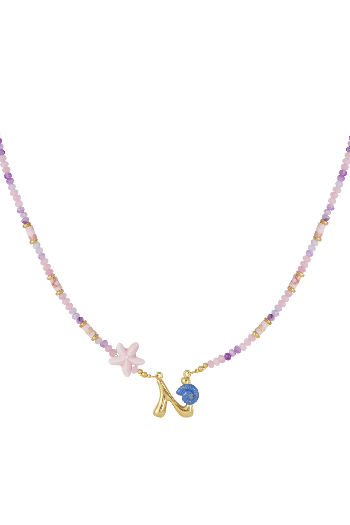 Vrolijke kralen initialen ketting met bedels