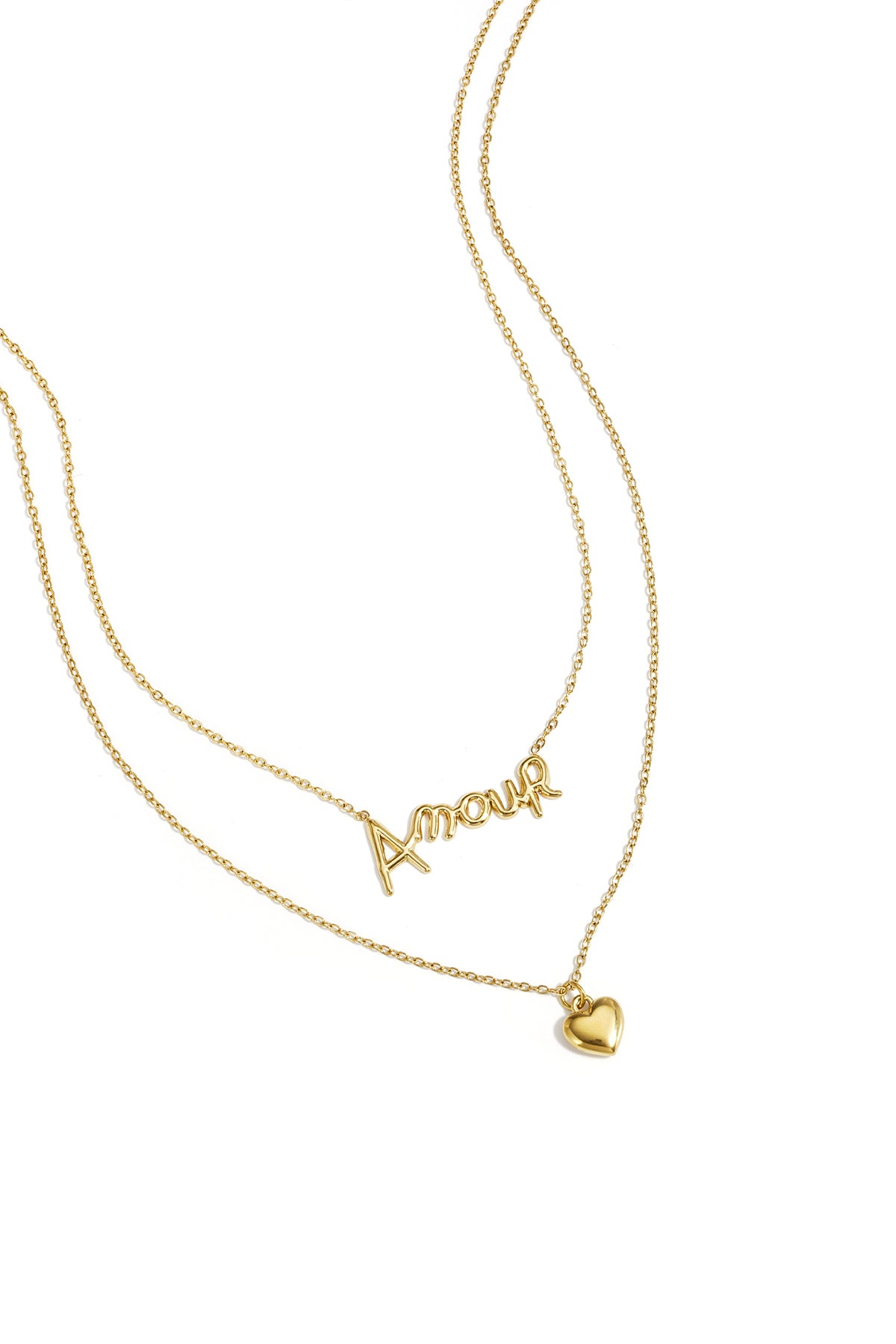 Gelaagde ketting amour met hart