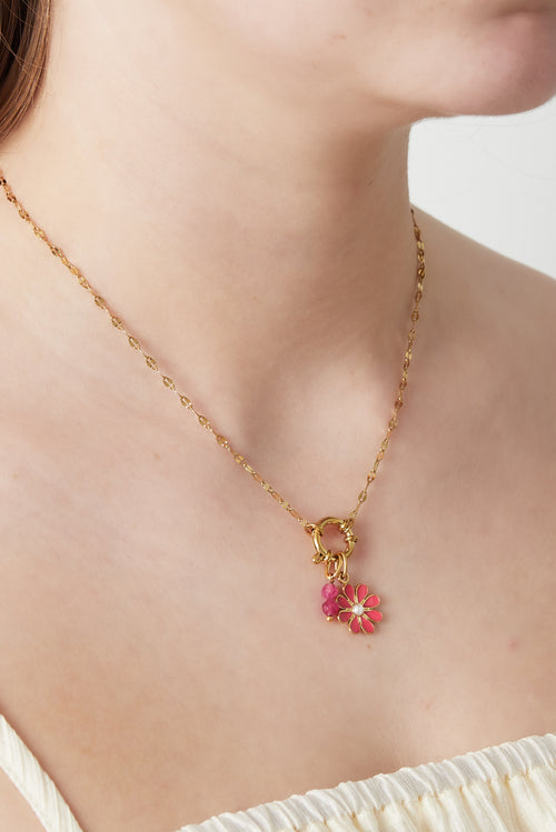 Rode bloemen DIY ketting